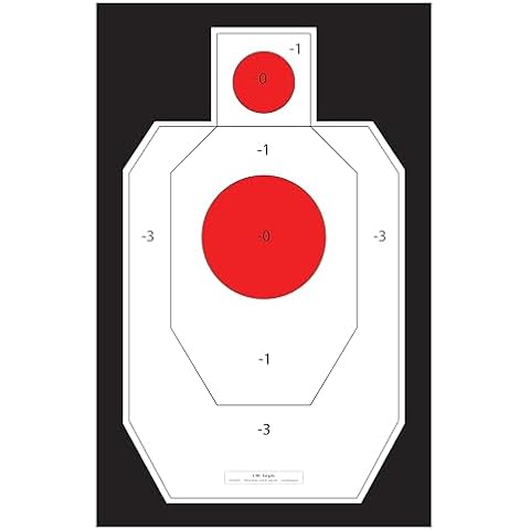 Official IDPA Cardboard Shooting Targets, Competition Torso Target, IDPA Silhouette Shooting Target, Paper Targets, Shooting Range Targets, Rifles, Handguns, & Shotguns (100 Target Pack, Red Center) Cover