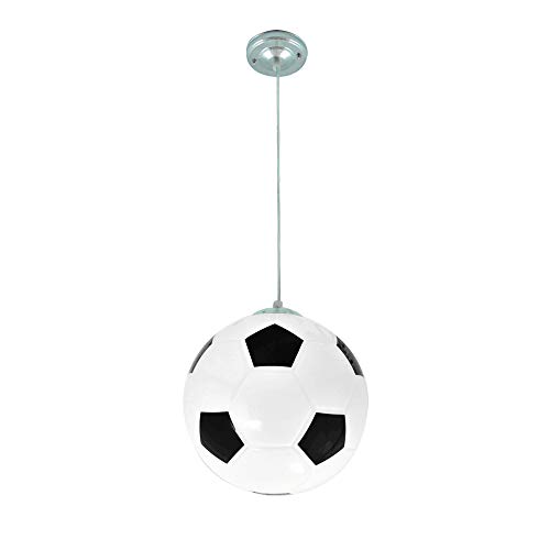 Colgante de fútbol Luz Sombra Colgante de cristal Techo Pantalla Lampara Droplight Accesorio de iluminación decorativo con soporte de lámpara E27 (Black)