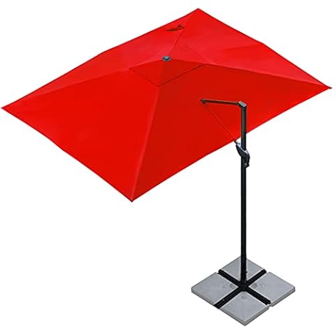 Sunnyglade 10x13ft Patio Offset Hanging Umbrella Rectangular Deluxe Outdoor Cantilever Umbrella with Easy Tilt for Garden, Backyard, Patio,Pool (Red) Cover