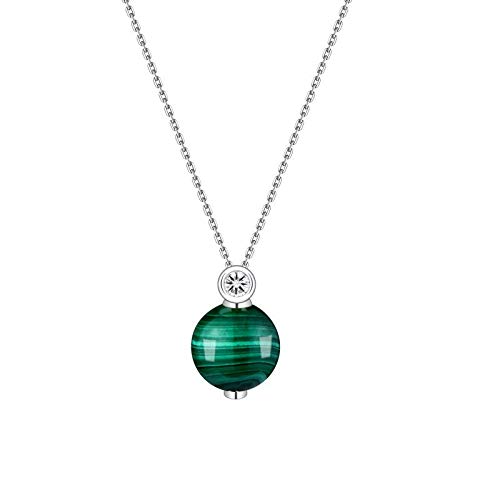 Collier en malachite naturelle et pendentif en argent de luxe pour femme