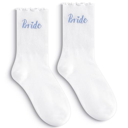 Etercycle Bride Ruffle Socks Something Blue Gift Bride To Be Sock Cute Frilly Ankle Socks Engagement Wedding Bridesmaid Gifts Bachelorette Party Decorations Honeymoon Essentials For Bridal
