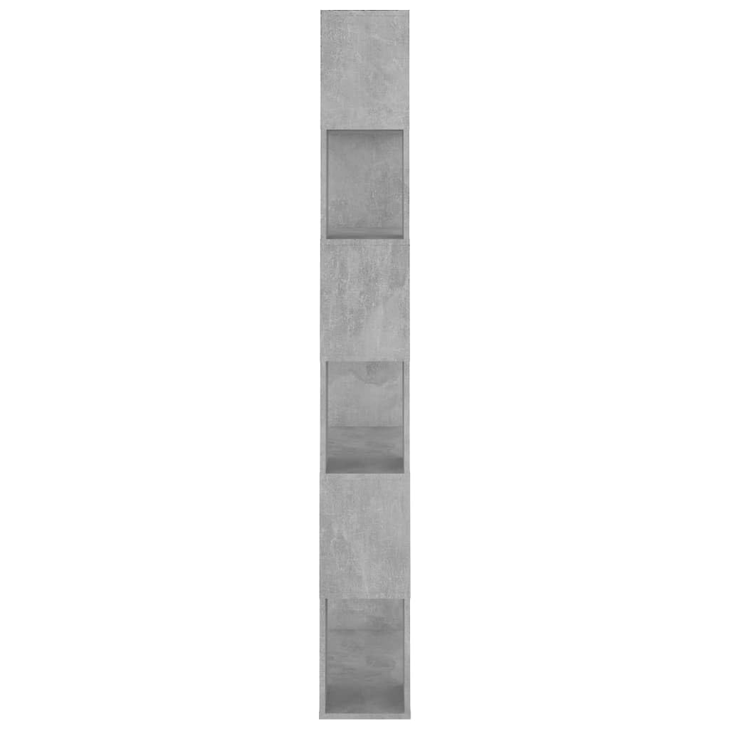 Scaffale separatore per ambienti in compensato grigio cemento 80 x 24 x 186 cm con 6 scomparti spaziosi, libreria versatile per organizzazione e decorazione