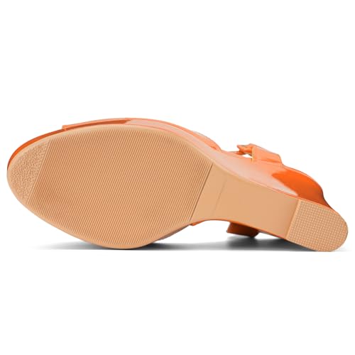 Image of Women's Dressy Platform Wedge Sandals Gold Wedges Peep Toe Patent High Heels Slingback Heeled Comfortable Ankle Strap Shoes