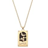 QUARKZMAN Collar De Cartas De Tarot, Colgante Rectangular De Esmalte De Tarot De La Suerte Cuadrado De Aleación Collares De Moon Para Mujeres, Dorado
