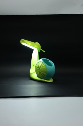 Image of Lexton 8.5 Inch Snail Folding Table Lamp | Cute LED Desk Lamp with Pen Holder, 2 Light Modes, USB Charging, Adjustable Brightness & Button Control for Kids, Study Table & Bedroom