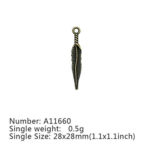 Piume, ciondoli a forma di piuma, in bronzo