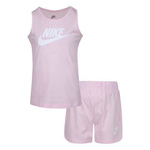 Nike Little Girls Jersey Top & Shorts Set (Little Kids), Colour: Pink, 4