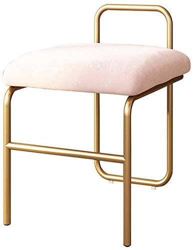 INDIAN DECOR. 46671 Chair Vanity Stool Square Upholstered Chair Seat Footstool Bench Dressing Table Makeup Velvet Metal,White-image-45