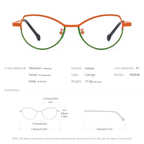 Image of FONEX Colorful Pure Titanium Glasses Frame Women Retro Round Eyeglasses