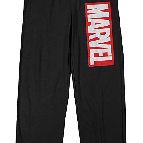 Marvel Comic Book Retro Logo Mens Black Graphic Print Sleep Pajama Pants2