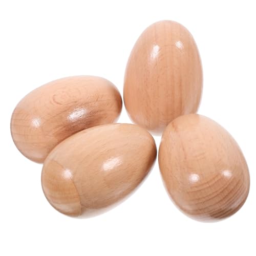 Garneck 4pcs Wooden Egg Musical Instruments Natural Wood Maracas for Fun Percussion for Parties Birthdays and Music Events