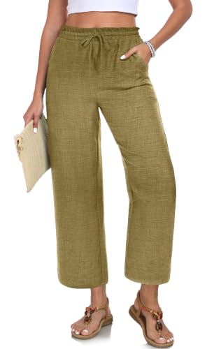 Image of EDUWU Women Casual Pants Loose High Waist Cropped Palazzo Beach Pants Summer Outfits 2026 Trendy