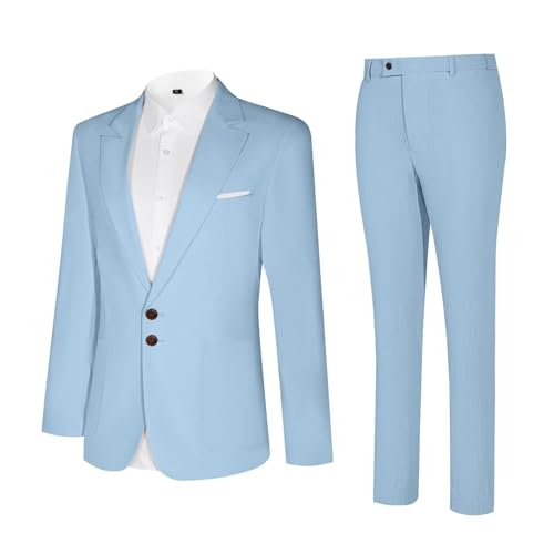 2 Piece Linen Suits for Men Slim Fit Casual Beach Wedding Summer Grooms Groomsmen Linen Blazer Pants Suit3