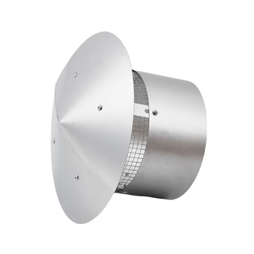 8 Inch Round Chimney Cap, Cone Top Chimney Cap with Screen, Galvanized Steel Fireplace Exhaust Cap, Outside Roof Rain Cap, Exterior Stove Pipe Cap, Easy Installation, Silver
