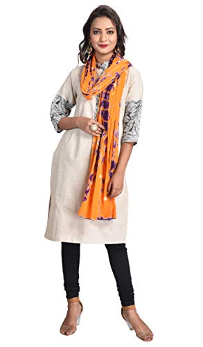 Image of Women's Pure Cotton Multi-Colored Traditional Authentic Tie Dye with Bandhej Bandhani Dupatta Chunni