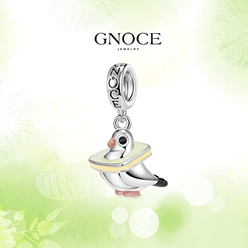 Image of GNOCE Owl Pendant Bead Charm With Bracelet S925 Sterling Silver Guarding You 18k Gold Plated Charm with CZ Fit for Bracelet /Necklace Charm Gifts for Animal Lover