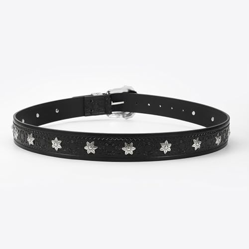 Stylish Black PU Belt Embellished Rivet Star Waist Belts for Men and Women and Casual Wear3