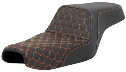 Saddlemen Step-Up Black Seat - Orange HC Honeycomb Stitch (807-11-17703)