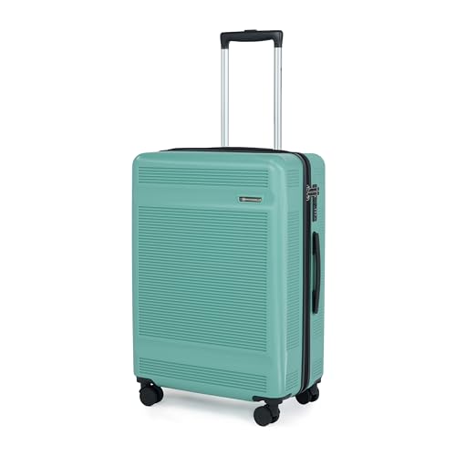 Image of SWISS MILITARY Pascal Hard 68cm Lightweight PC Medium Check in Travel Luggage Trolley Bag with Anti-Theft Zippers & 3-Dial Lock, 360 Wheels, Wet Pocket & Aluminium Handle Suitcase Capacity 93L-Green