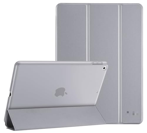 iPad 9.7 ケース 6世代/5世代用 シリコンカバー 三つ折スタンド オートスリープ機能 (ライトグレー)