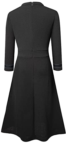 Kilottor Girls Crew Neck Casual A-Line Swing Dress For School Party 4-14 Years Kc106 (Black, 11-12Y) #TOP4