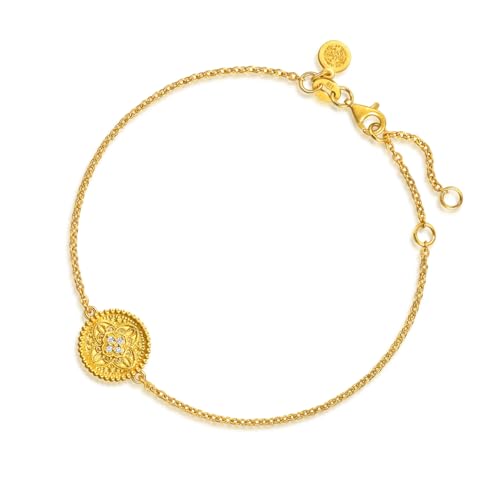 Image of CHOW SANG SANG 999 24K Gold Cultural Blessings Auspicious Four Harmonious Symbols with diamond Bracelet for Women 18cm 95604B