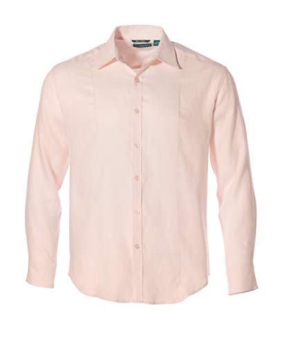 Cubavera mens Long Sleeve 100% Linen Essential With Pintuck Detail Button Down Shirt, Pink Dogwood, XX-Large Tall US