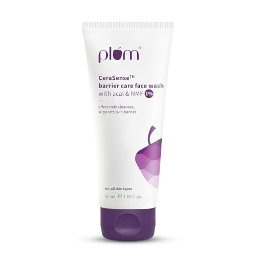 Image of Plum CeraSenseTM Barrier Care Face Wash with Acai & 1% NMF | 50ml | Gentle face wash | For Dry Skin, Normal Skin & Sensitive Skin | Soap-Free Paraben-Free | For Sensitive Skin