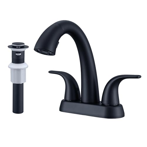 Satin Black Bathroom Sink Faucet with Pull-Out Sprayer – 4