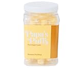 Papa's Puffs Banana Pudding Flavored Pure Sugar Candy - Individually Wrapped in Resealable Tub - Fat-Free, Gluten-Free, Cholesterol-Free - Manufactured in the USA