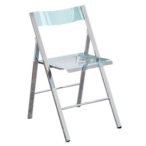 Silla plegable de acrílico con marco cromado, diseño moderno para sala de estar, comedor, dormitorio, elegante y plegable