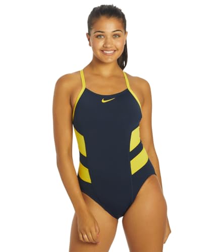 Nike Swim Women's Hydrastrong Vex Colorblock Racerback One Piece, Varsity Maize - 22