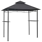 vidaXL BBQ Pavillon Doppeldach Grillpavillon Gartenpavillon Garten Überdachung Grillhaus Raucherpavillon Gartenmöbel 240x150x255cm Anthrazit Stahl