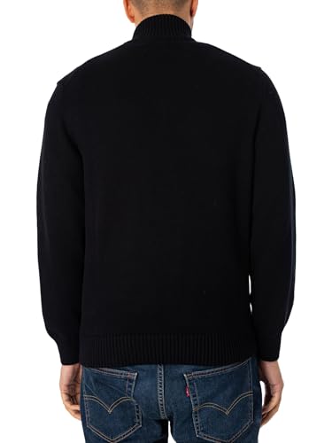 GANT Mens Cotton Half Zip Cream Sweater Black M - Image 2