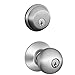 Schlage FB50CS V ORB 626 B60 Single Cylinder Deadbolt and F51 Keyed Entry Orbit Knob Keyed Alike, Satin Chrome finish