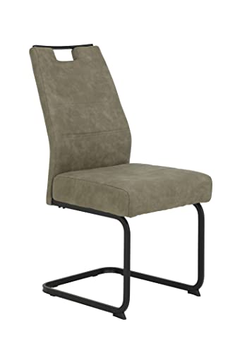 Hela Tische, 4er Set Schwingstuhl Kerstin XL-Breite, Microfaser Schlamm, Vierkantgestell Schwarz, Komfortsitz Federkorb, 140kg belastbar