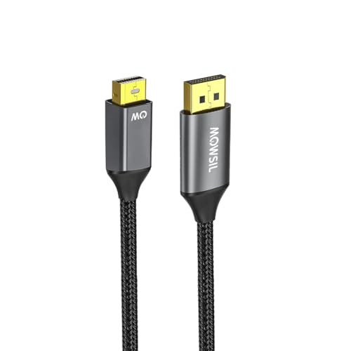 Mowsil Mini DisplayPort to DisplayPort Cable 2M, 4K UHD @ 60Hz, Gold-Plated Connectors, Aluminum Shell, High-Speed Mini DP to DP Cable Compatible with MacBook, iMac, Surface, Laptop, Monitor, and PC