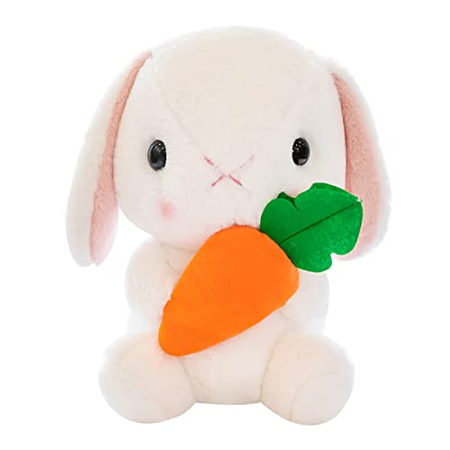 Mdxmy Rabbit Stuffed Animals Rabbit Plush Toys With Carrot Long-Eared Standing Soft Plushie(White B,8.6") #TOP6