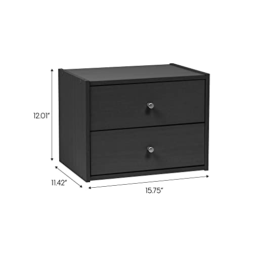 Iris Usa 2-Drawer Modular Wood Stacking Storage Box, For Office Closet And Nightstand, Easy Assembly, Stacking Storage Boxes, Black #TOP7