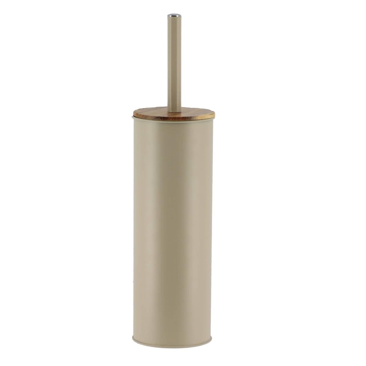 Tendance - Toilet brush with beige metal holder and wooden lid