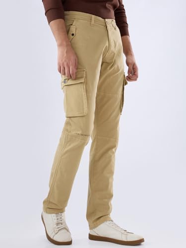 Image of Spykar Men's Mid Rise Regular Fit Cotton Pant (8907966888326P)