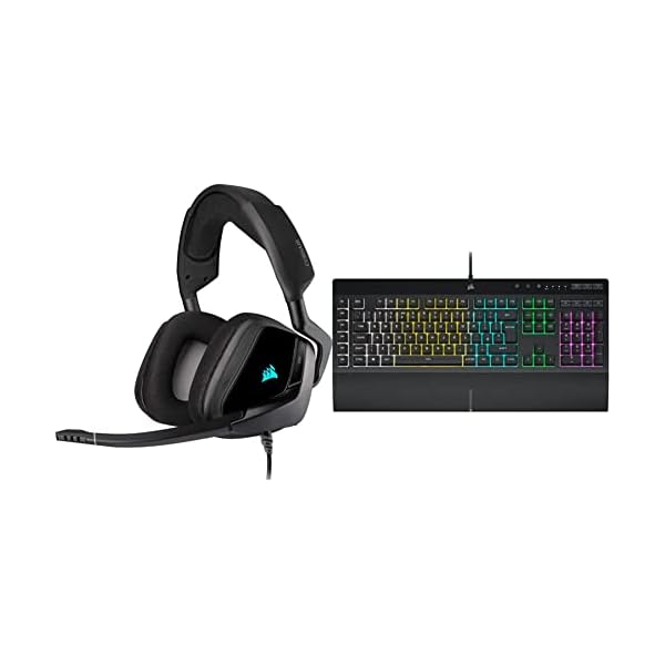 Corsair VOID ELITE RGB USB Gaming Headset - Black & K55 RGB PRO Wired Membrane Gaming Keyboard QWERTY, Black