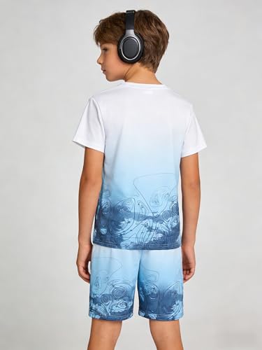 Image of Kid Toddler Baby Boys Clothes Tie-dye Palm Leaf Top 2Pcs Summer Shorts Set