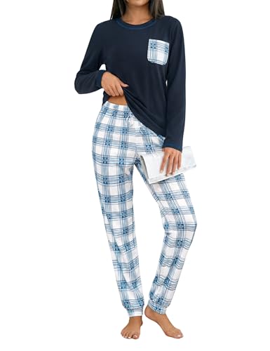 Demegimi Pijama Mujer Algodón Largo Pijamas Mujer Invierno