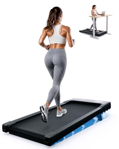 Image of DeerRun Under Desk Walking Pad Treadmill for Home Office & Small Spaces, 6% Manual Incline, 0.6-3.8 MPH Walking Speed, 2.5 HP, 300 lb Capacity, App & Remote Control