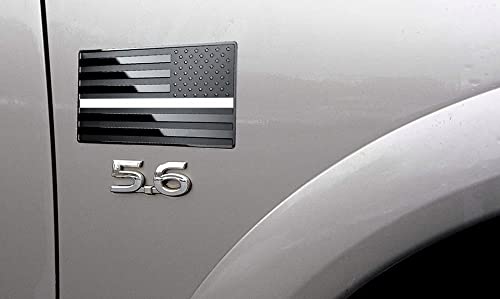 Image of US Black Flag Auto Car Fender Emblem for Cars Trucks Laptop Walls (5 inchx3 inch, White Line)