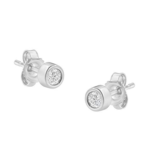 10K Gold Round Brilliant-Cut Near Colorless Diamond Mini Bezel-Set Stud Earrings (H-I Color, I1-I2 Clarity) - Choice of Gold Color