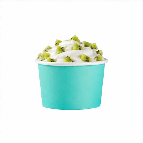Image of Restaurantware Coppetta 4 Ounce Dessert Cups, 200 Disposable Ice Cream Cups - Lids Sold Separately, Heavy-Duty, Turquoise Paper Frozen Yogurt Bowls, For Hot And Cold Foods