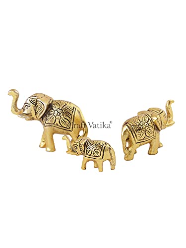 Image of CraftVatika Metal Trunk Up Elephant Family Statue Showpiece Figurine Fengshui Vastu Lucky Decorative Items for Home Decor Living Room Office Desk Desktop Decoration and Gifting (Set of 3) (Pack of 10)