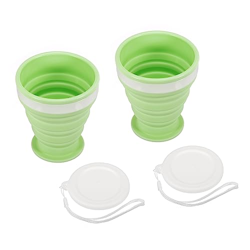 PATIKIL Collapsible Cup, 2 Pack 200mL Travel Folding Cup Silicone Portable Drinking Cup for Camping Hiking Outdoors Green